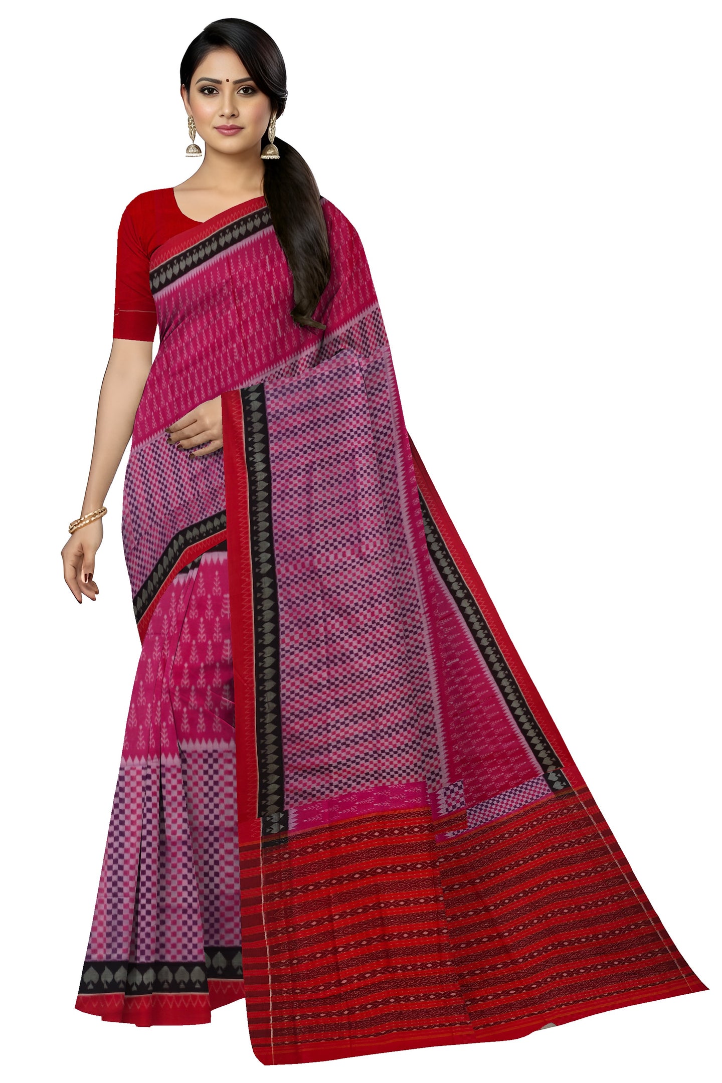 Mamey Pink Traditional Body Bandha Saree | Odisha Handloom GI Tagged | Devnika