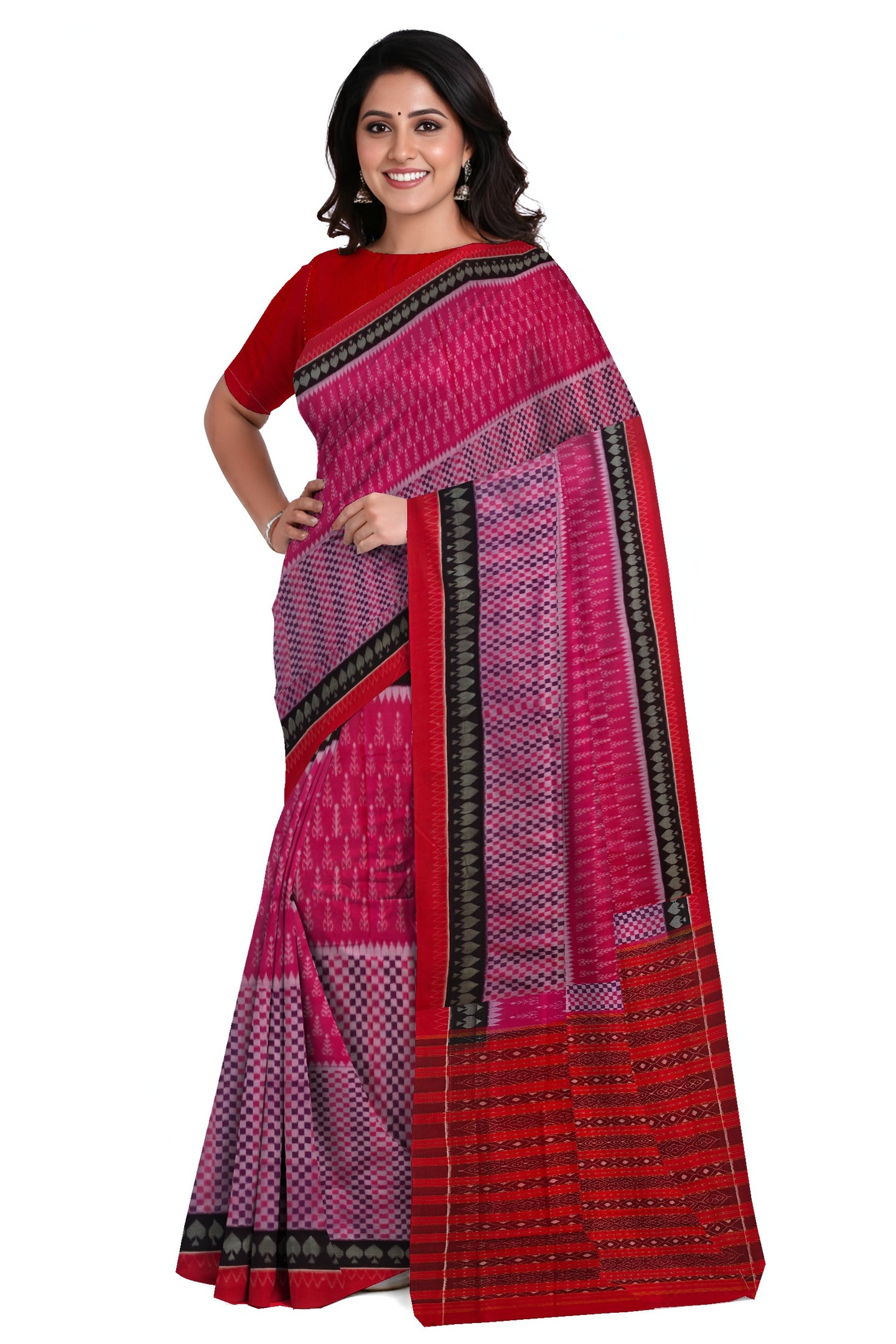 Mamey Pink Traditional Body Bandha Saree | Odisha Handloom GI Tagged | Devnika
