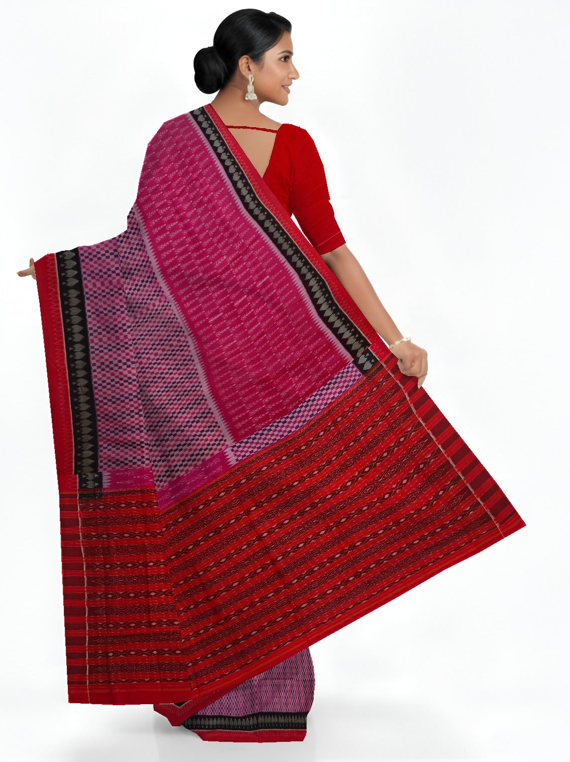 Mamey Pink Traditional Body Bandha Saree | Odisha Handloom GI Tagged | Devnika