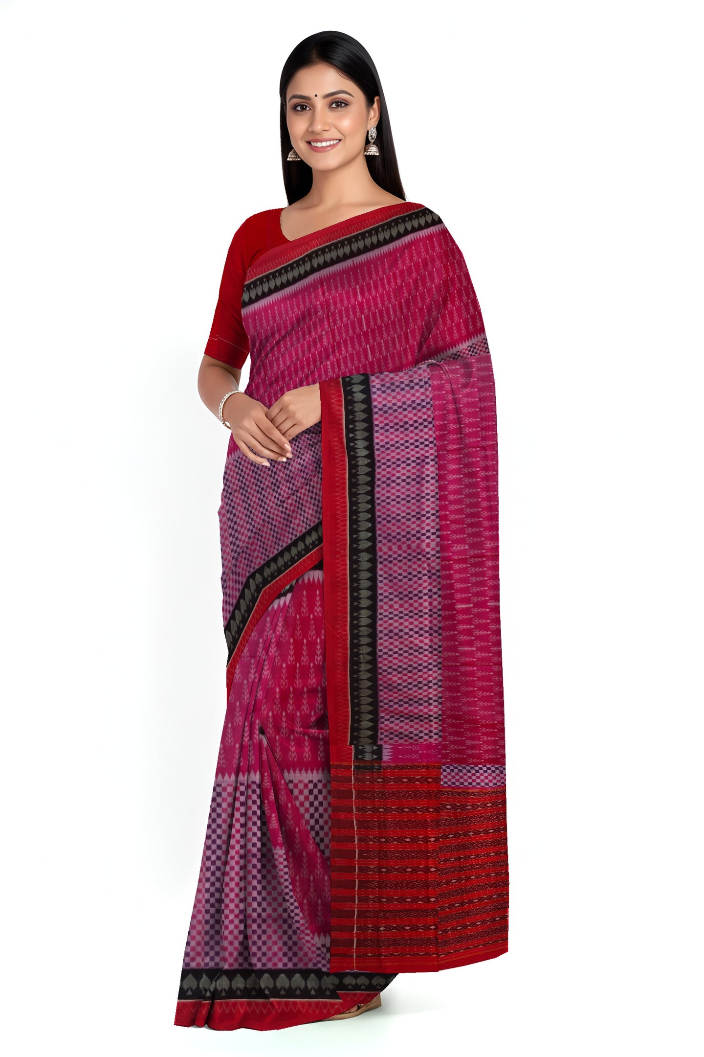 Mamey Pink Traditional Body Bandha Saree | Odisha Handloom GI Tagged | Devnika