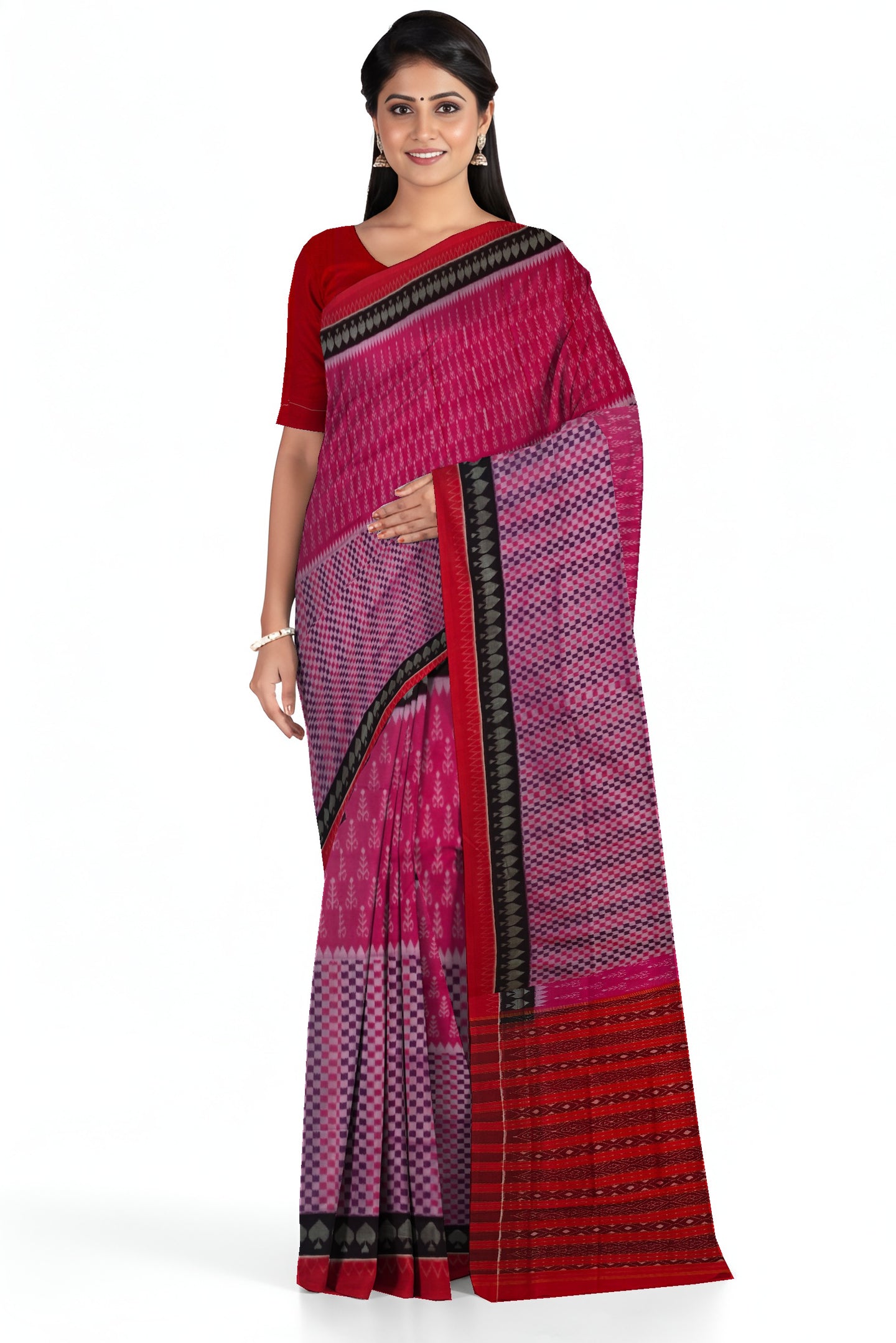 Mamey Pink Traditional Body Bandha Saree | Odisha Handloom GI Tagged | Devnika