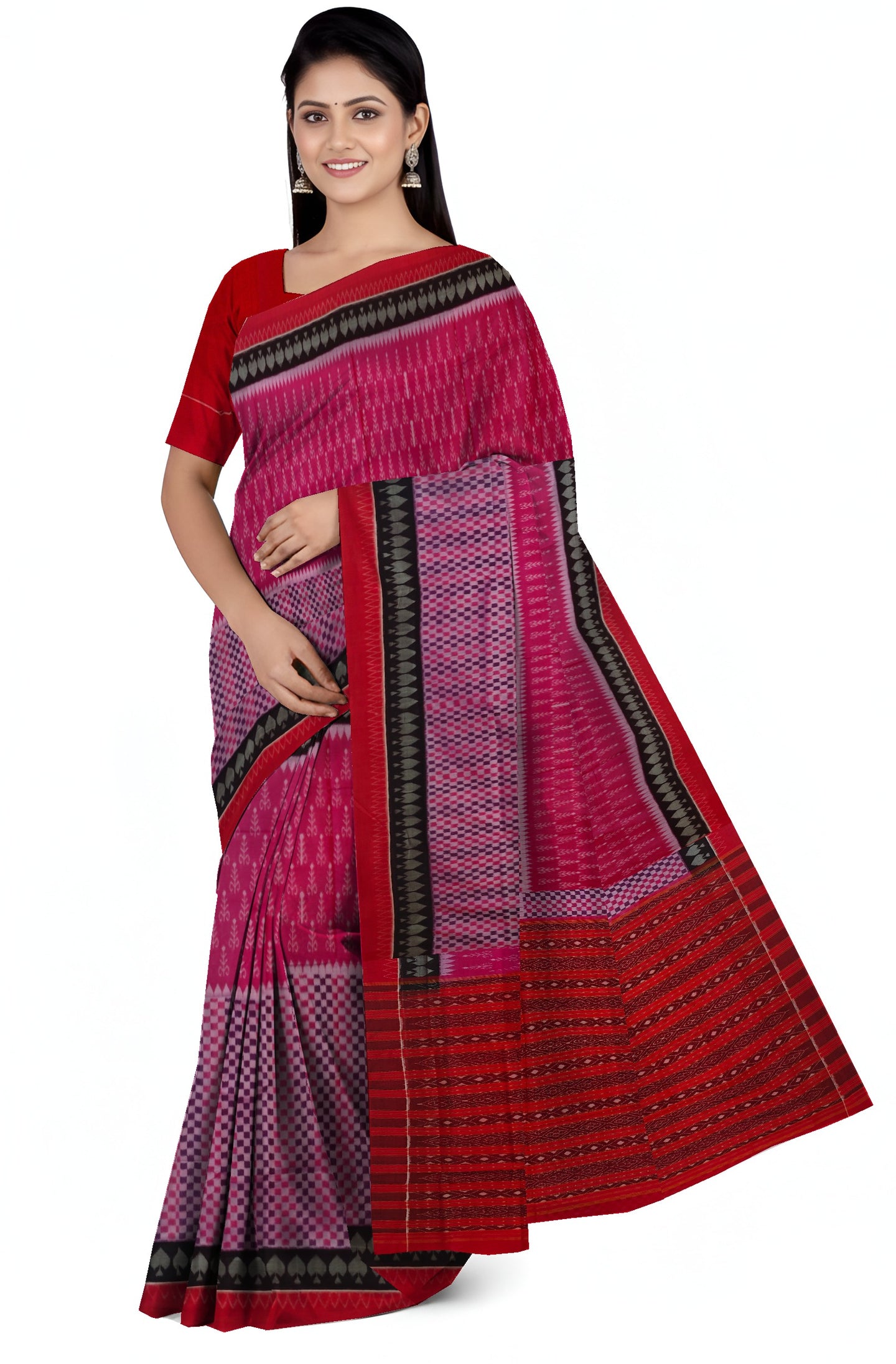 Mamey Pink Traditional Body Bandha Saree | Odisha Handloom GI Tagged | Devnika