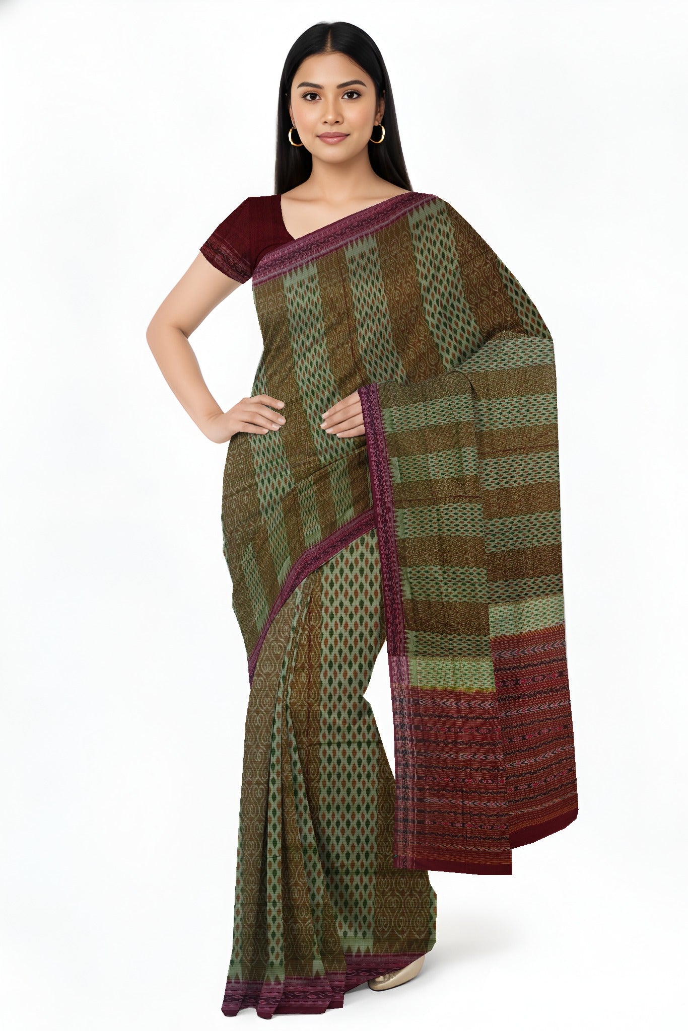 Deep Moss Green Traditional Body Bandha Saree