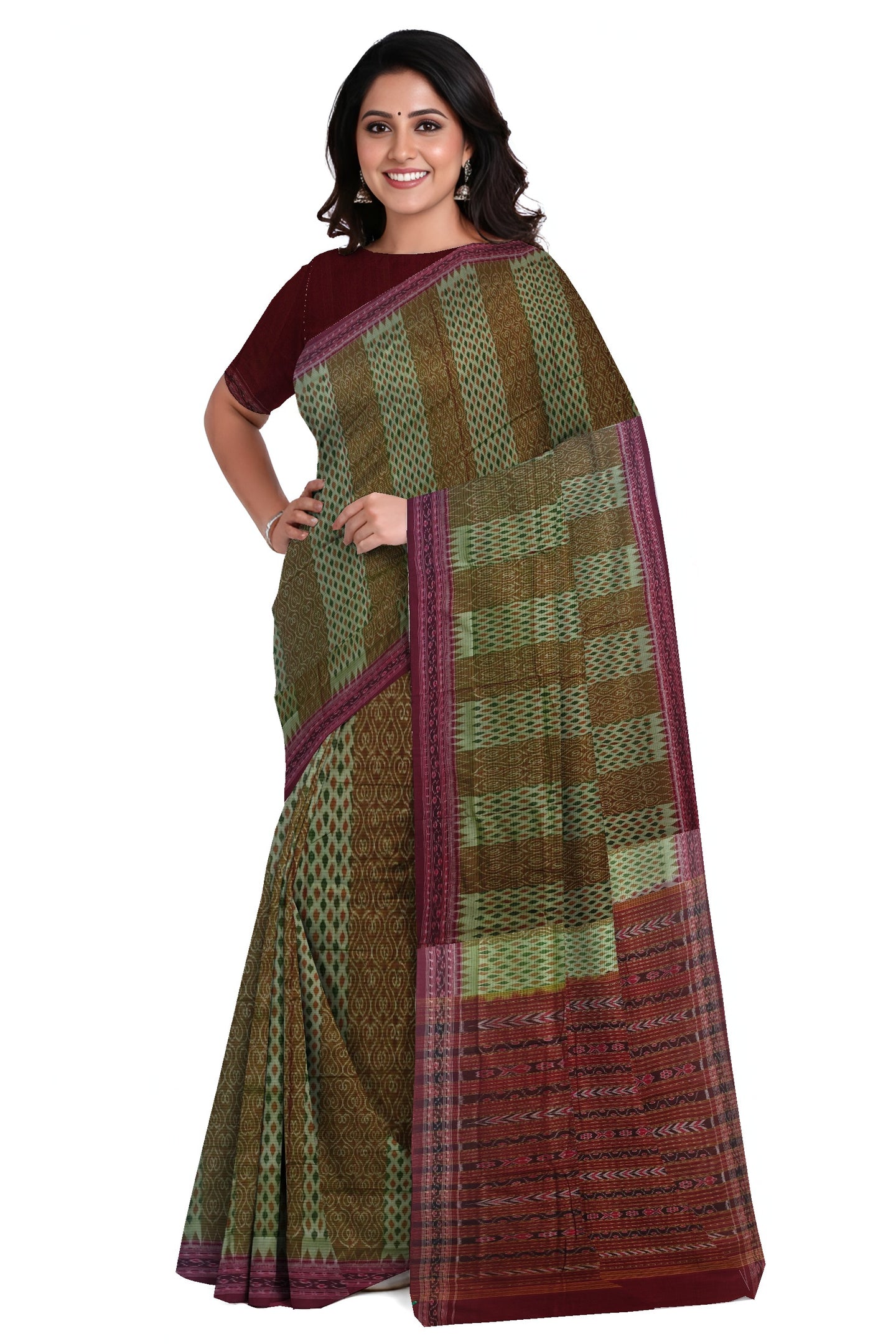 Deep Moss Green Traditional Body Bandha Saree