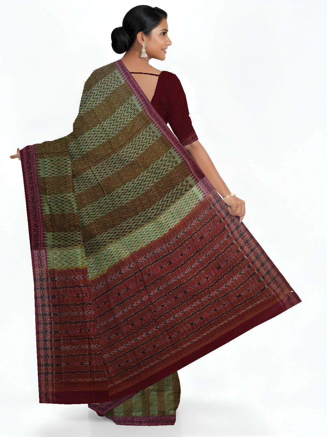 Deep Moss Green Traditional Body Bandha Saree