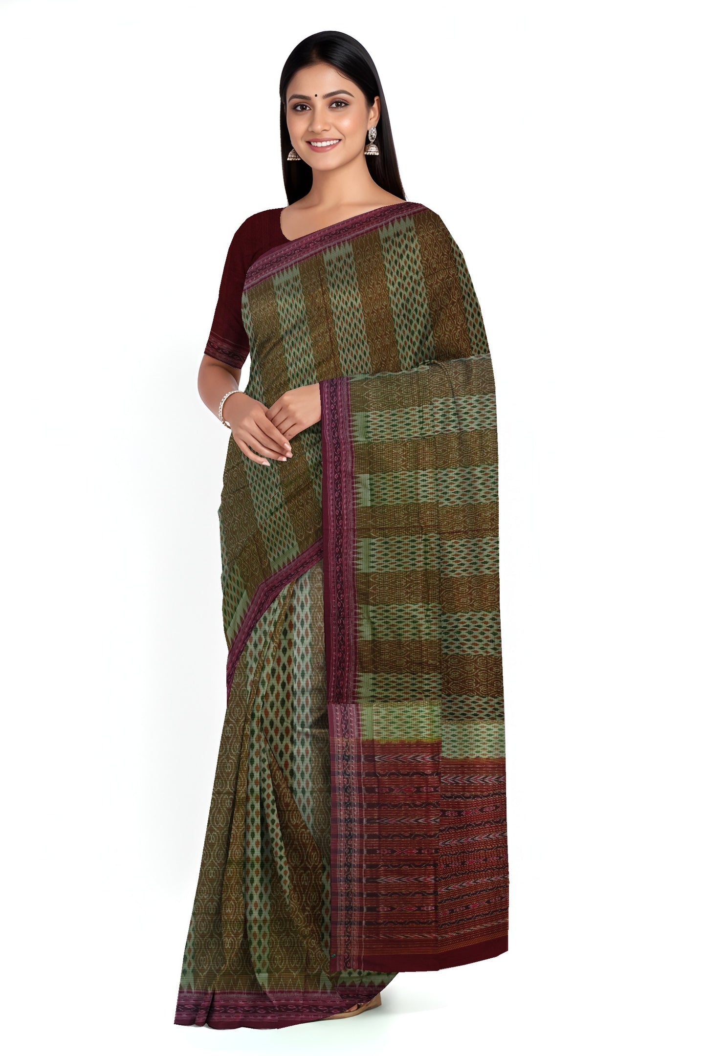 Deep Moss Green Traditional Body Bandha Saree
