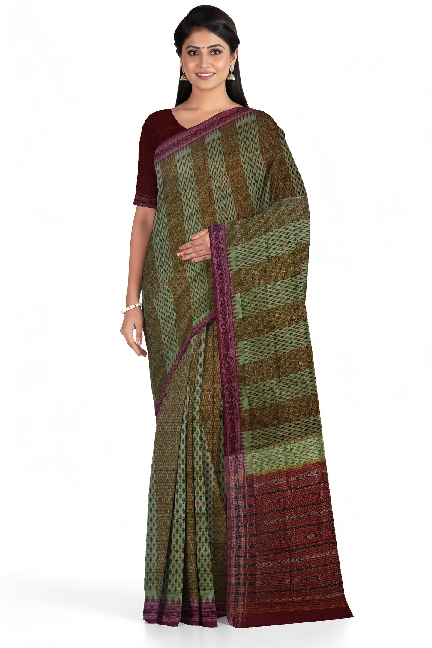 Deep Moss Green Traditional Body Bandha Saree