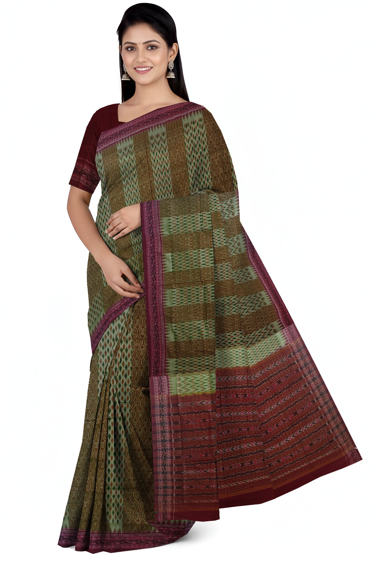Deep Moss Green Traditional Body Bandha Saree